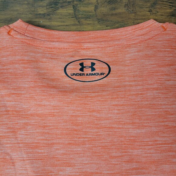 UNDER ARMOUR Gray & Black Logo Heatgear Light Orange T-Shirt sz XL EUC Athletic - Picture 5 of 5